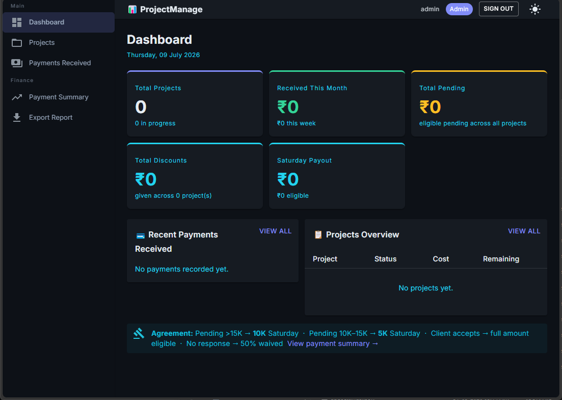 Project & Payment Management Dashboard