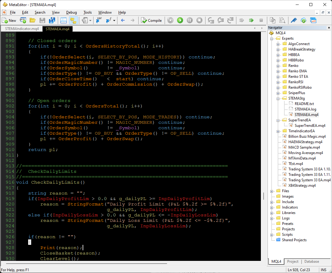 STEMA EA MQL4 source code